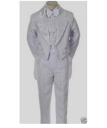 Toddler Baby Boy White Tail Tuxedo outfit suit set 5 pc Size M - Medium ... - $761.39 MXN