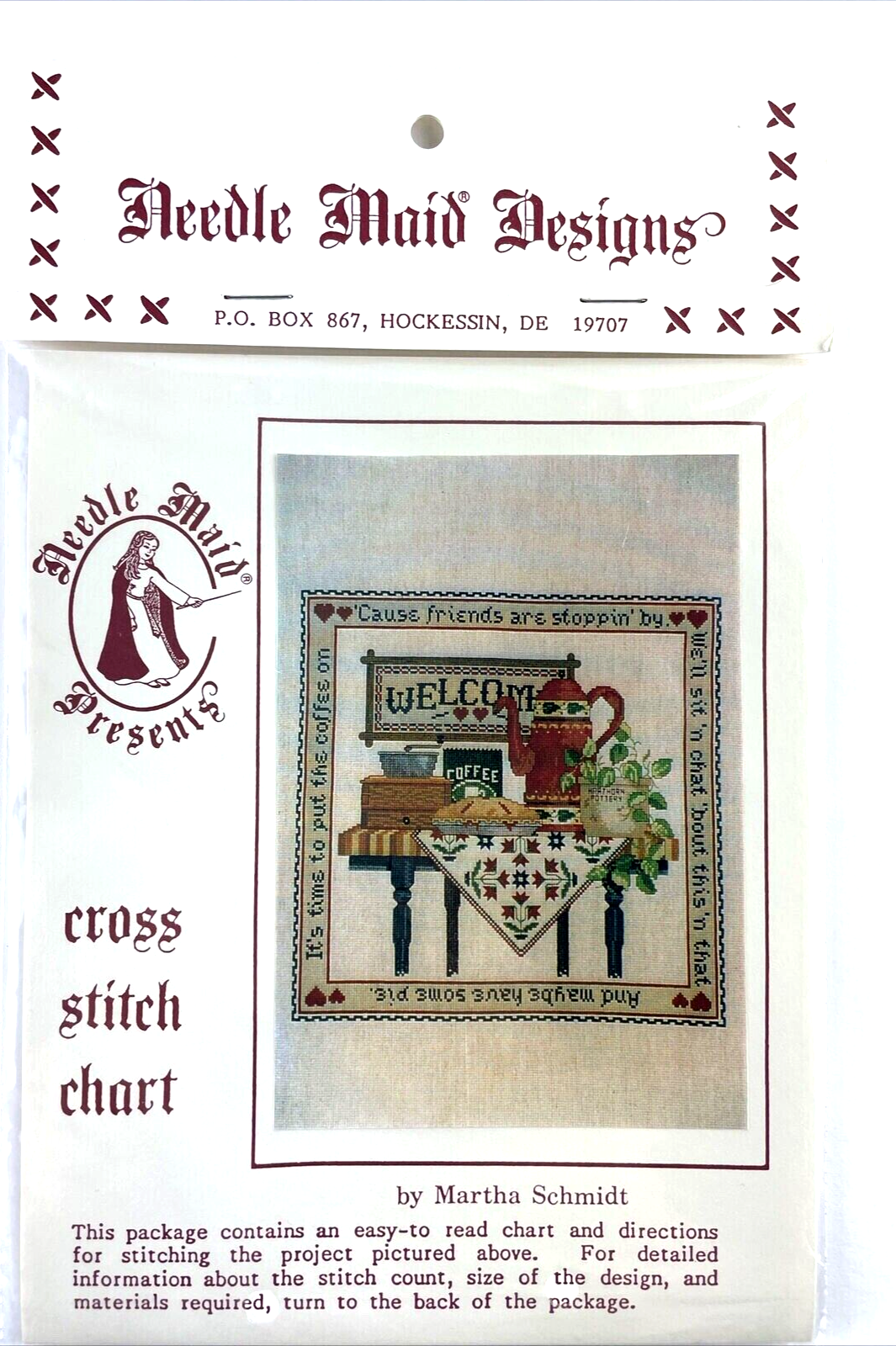 Needle Maid Designs Cross Stitch Pattern Country Coffee Time Friends and Pie - £10.84 GBP