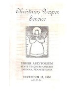 STATE TEACHERS COLLEGE Indiana PA Christmas Vesper Service vintage 4-pg ... - $9.89