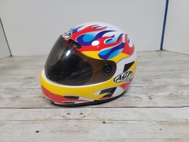 AGP Motocross Helmet Miniature 6&quot; x 9&quot; Display Collector Flames Red Yell... - $19.99