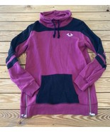 True religion Women’s Side zip Pullover Sweatshirt Size L Pink Black S5 - £21.60 GBP