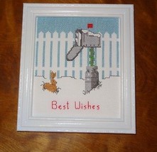 New Christmas Mailbox Winter Best Wishes Framed Picture Finished Cross S... - £27.41 GBP