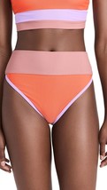 Beach Riot Women&#39;s Emmy Bikini Bottoms, Oasis Colorblock, Orange, L - £33.31 GBP