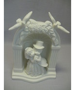 Bride &amp; Groom Figurine Arch With Doves and Flowers Bisque Porcelain Made... - £12.49 GBP