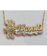 Personalized Name Necklace Gold plated any color onyx Free Chain - £46.92 GBP