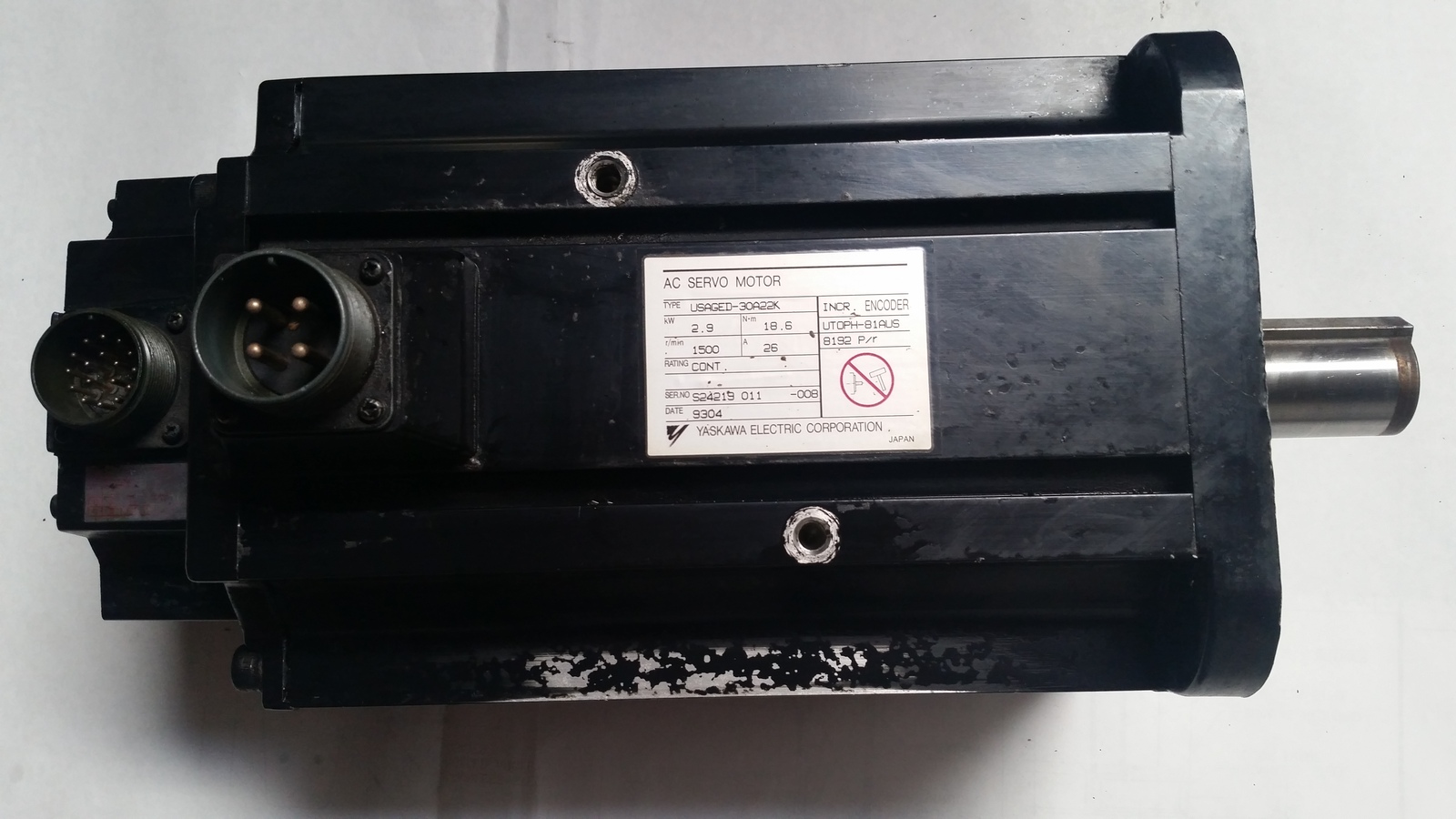 Yaskawa AC SERVO MOTOR USAGED-30A22k - $450.00