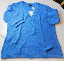 Lane Bryant Women&#39;s Ladies 3/4 Sleeve Pullover Sweater Blue Size 14/16W NWT - $25.99
