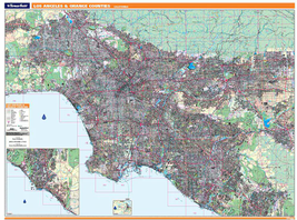 Proseries Wall Map: Los Angeles &amp; Orange Counties (R) - £208.69 GBP