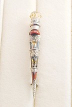 Ornate Antique Scottish Agate Thistle Dirk Skean Pin Brooch Sterling 7 S... - $250.00