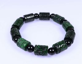 Certified Green Natural A Jade Jadeite Moire 13.710 mm Bead Bracelet 手链 230212 - £145.74 GBP