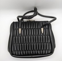 Unique Puffer Leather Vintage Bag Top Double Handle Red Lining 80s 90s Y2k - $49.47