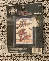 Bucilla Counted Cross Stitch Girl 5 x 7 Inch Girl Bunny Kit 33012 Brand New - $11.99