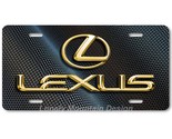 Lexus Logo Inspired Art Gold on Carbon FLAT Aluminum Novelty License Tag... - $17.99