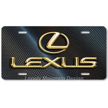 Lexus Logo Inspired Art Gold on Carbon FLAT Aluminum Novelty License Tag... - $17.99