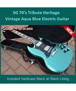  SG &#39;70s Tribute Heritage Vintage Aqua Blue Electric Guitar With Hardcas... - £627.59 GBP