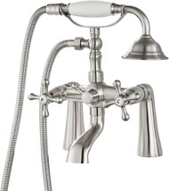 6 Inch Brushed Nickel Telephone Shaped Sprayer Showerheld Double Cross Handle - £160.62 GBP