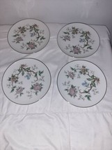 Halsey Fine China Chantilly 4 Bread and Butter Plates Pink Gray Floral  - £11.58 GBP