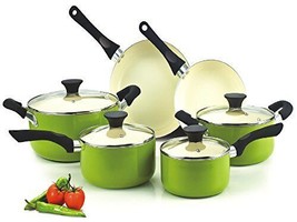 Ceramic coating cookware set, 10-Piece, Green - £109.14 GBP