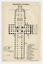 1924 Original Vintage Plan Of Winchester Cathedral / England - £19.64 GBP