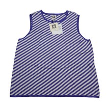 Anne Klein Shirt Womens XL Blue White Striped Tank Top Sleeveless Crew Neck NWT - £17.97 GBP