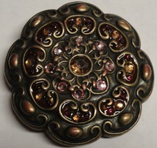 Belt Buckle with pink amber stones in a floral shape - £14.25 GBP