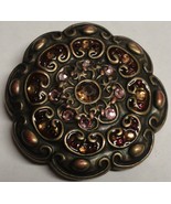 Belt Buckle with pink amber stones in a floral shape - £14.25 GBP