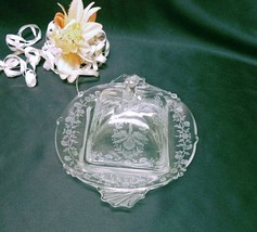 2033 Antique A H Heisey Orchid Clear Covered Butter Dish - $1,417.21 MXN