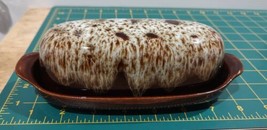 Vintage Quaker Maid Brown Drip Glaze Butter Dish Pearl China Co - £15.37 GBP