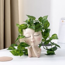 Face Planter Pots Head Planter, White, Succulent Planters, Indoor Outdoor Plants - £23.16 GBP