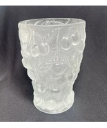 Josef Inwald Barolac Cherries Art Deco Czech Frosted Glass Vase Clear 7&quot; U8 - $70.13