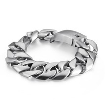  silver color matte steel bracelet for men wide cuban link chain punk hip hop bracelets thumb200