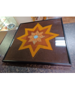 Vintage Mid Century Fabric Wall Art Layered Star Framed 12&quot; x 12&quot; - $54.92 CAD