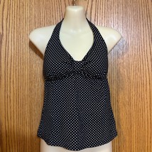 Vintage Lands&#39; End Halter style Tankini Black with White polka Dots Size 6 - $32.50
