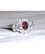 Pink Tourmaline Oval Solitaire &amp; White Topaz Ring, Size 7, 3.91(TCW) 3.4... - $89.99