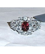 Pink Tourmaline Oval Solitaire &amp; White Topaz Ring, Size 9, 3.91(TCW) 3.4... - $89.99