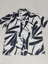 Porter &amp; Ash Button Down Short Sleeve Polo Men&#39;s L White Black Geometric... - $26.99