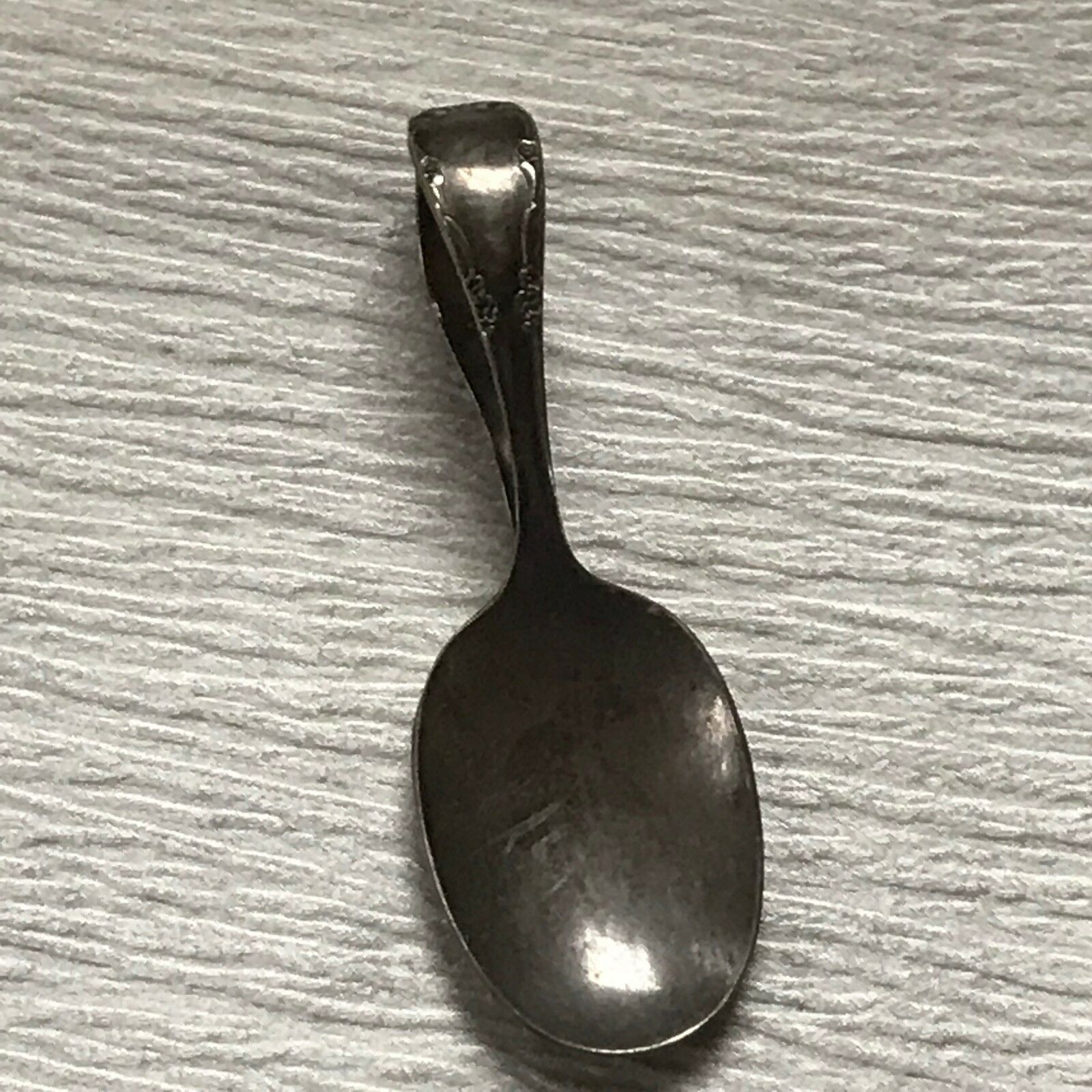 Primary image for Vintage Community Marked Dainty Floral Nonmagnetic Silver Baby Spoon with Looped