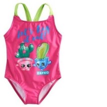 Girls Swimsuit Shopkins 1 Pc Pink Swim Bathing Suit-size 5/6 - £8.55 GBP