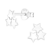 Three Stars 925 Plain Silver Stud Earrings - £11.19 GBP