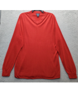 Harbor Bay Sweater Mens Tall XL Red Knitted Ribbed Hem &amp; Cuff V Neck Pul... - $33.31 CAD
