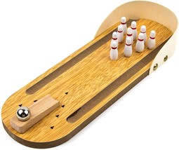 Mini Bowling Set, Wooden Tabletop Bowling Game Desk Toys Home Game Ages ... - $32.65
