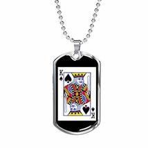 Express Your Love Gifts Casino Poker King of Spades Card Dog Tag Engraved Stainl - £47.70 GBP