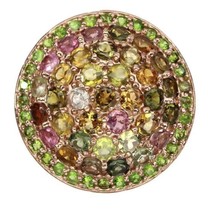 Natural Round Tourmaline Chrome Diopside 925 Sterling Silver Ring Size 8 - £118.70 GBP