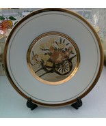 Chokin Art Plate 24 KT Gold Edged Trim - Cart of Flowers - Vintage  - £3.12 GBP