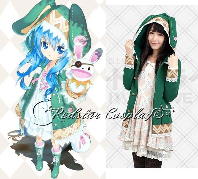 Date A Live Yoshino Green Cosplay Costume Rabbit Coat Cosplay Hoodie - $55.00