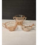 LOT OF 3 Vintage Mismatched Pink Depression Glass Cups *See Description! - $16.20