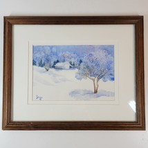 Vintage Winter Scene Painting 15.5&quot; Framed Watercolor Inge Signed - $93.14