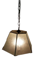 Vintage frosted glass swag chain chandelier light w/ 12 foot chain cord 6 Panel - £23.56 GBP