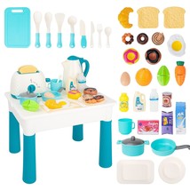 Kids Kitchen Toy Accessories,Play Food Sets For Kids,Kitchen Desk With 33Pcs Kit - $33.99