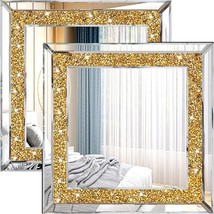 Zolapi 2Pcs Crystal Rhinestone Diamond Wall Mirror.Brilliant Hand-Spliced Glass - £36.70 GBP